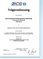 Berlin Arbeitsvermittlung Trägerzulassung - zum Vergrößern bitte anklicken